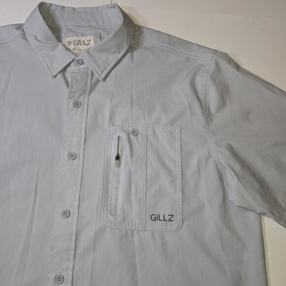 Gillz Shirt Mens LG Gray Performance Fishing Vented Stretch Outdoor Button Up - Picture 1 of 8